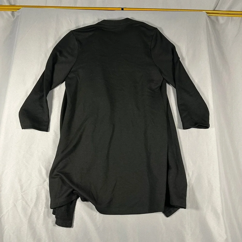 Fortune‎ Swimwear Open Front Cardigan Womens Small Black Waterfall Lapel